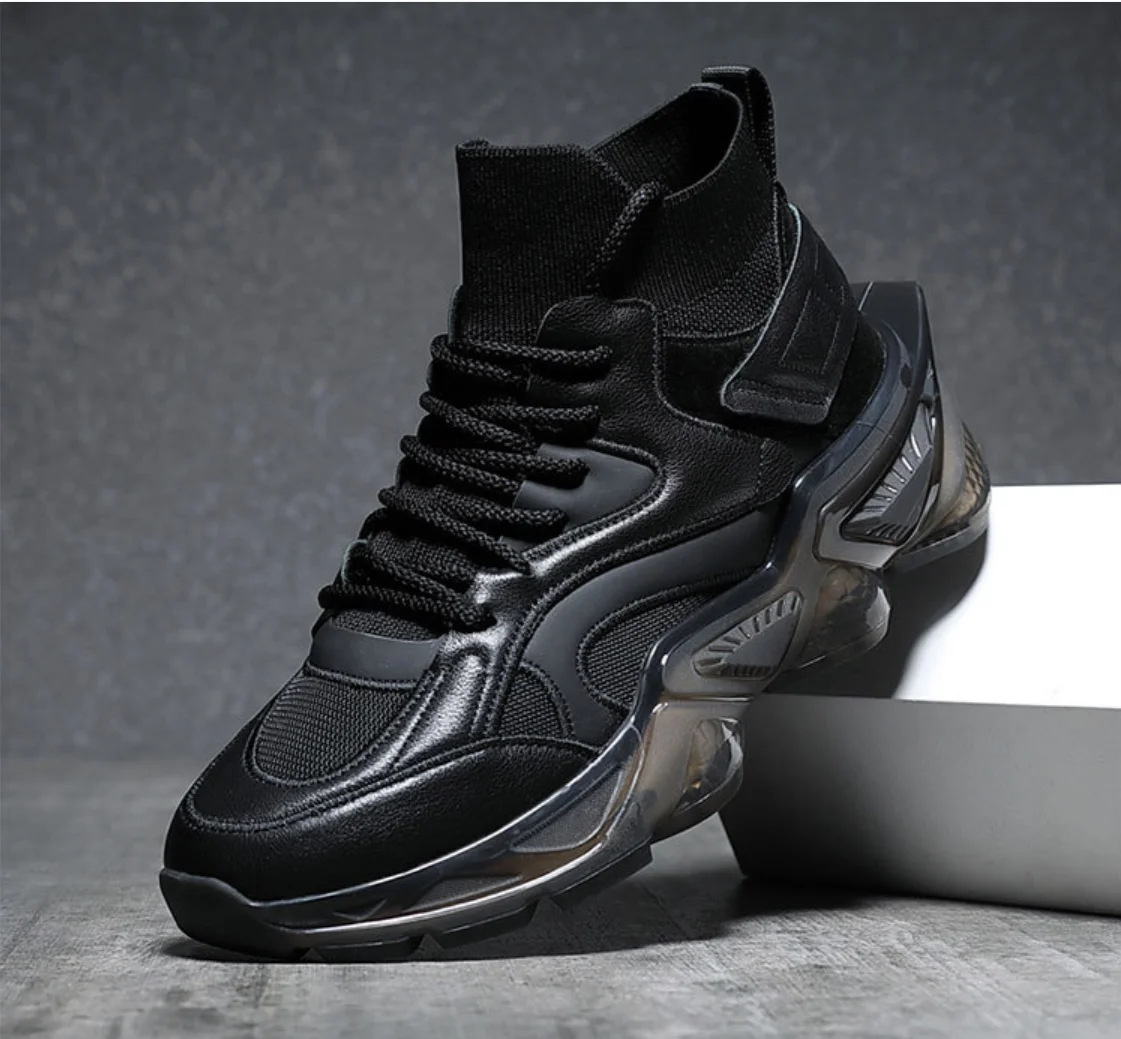 Leather sportswear and casual men's shoes, autumn and winter running shoes, men's mesh shoes